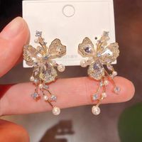 1 Pair Fairy Style Butterfly Inlay Copper Artificial Diamond Drop Earrings main image 2