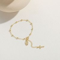 Casual Simple Style Human Cross Copper 14k Gold Plated Bracelets In Bulk main image 4