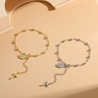 Casual Simple Style Human Cross Copper 14k Gold Plated Bracelets In Bulk main image 5