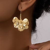 1 Pair Ig Style Exaggerated Flower Plating Alloy Earrings main image 1