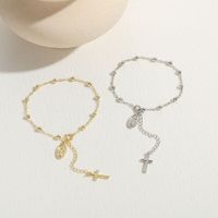 Casual Simple Style Human Cross Copper 14k Gold Plated Bracelets In Bulk main image 2