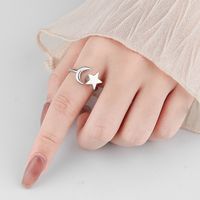 Simple Style Commute Star Moon Copper Plating Open Ring main image 3