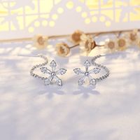 1 Pair Ig Style Sweet Flower Plating Inlay Copper Zircon 14k Gold Plated Ear Line main image 5