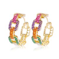 1 Pair Casual Vintage Style Round Rainbow Plating Inlay Copper Zircon Hoop Earrings main image 10