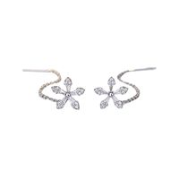 1 Pair Ig Style Sweet Flower Plating Inlay Copper Zircon 14k Gold Plated Ear Line main image 4