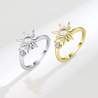 Casual Simple Style Sunflower Copper Plating Inlay Zircon Open Ring main image 1