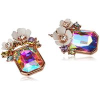 1 Pair Ig Style Square Flower Plating Inlay Alloy Artificial Crystal Drop Earrings main image 2