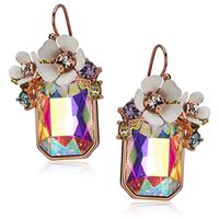 1 Pair Ig Style Square Flower Plating Inlay Alloy Artificial Crystal Drop Earrings main image 1
