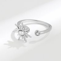 Lässig Einfacher Stil Sonnenblume Kupfer Überzug Inlay Zirkon Offener Ring main image 3