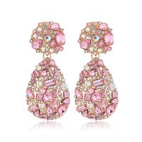 1 Pair Retro Exaggerated Water Droplets Plating Inlay Alloy Rhinestones Ear Clips sku image 1