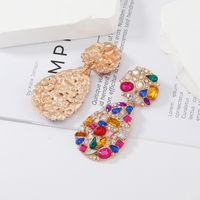 1 Pair Retro Exaggerated Water Droplets Plating Inlay Alloy Rhinestones Ear Clips main image 2