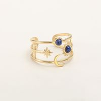 Ig Style Simple Style Round Star Snake Stainless Steel Plating Inlay Natural Stone Gold Plated Open Ring main image 5