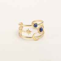 Ig Style Simple Style Round Star Snake Stainless Steel Plating Inlay Natural Stone Gold Plated Open Ring sku image 4