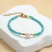 Vacation Colorful Artificial Crystal Freshwater Pearl Beaded Handmade Women's Bracelets sku image 1