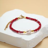 Vacation Colorful Artificial Crystal Freshwater Pearl Beaded Handmade Women's Bracelets sku image 5