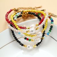 Vacation Colorful Artificial Crystal Freshwater Pearl Beaded Handmade Women's Bracelets main image 3