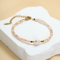 Vacation Colorful Artificial Crystal Freshwater Pearl Beaded Handmade Women's Bracelets sku image 6