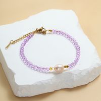 Vacation Colorful Artificial Crystal Freshwater Pearl Beaded Handmade Women's Bracelets sku image 10