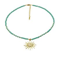 Rostfreier Stahl Künstlicher Kristall Legierung Vergoldet Einfacher Stil Perlen Sonne Halskette Mit Anhänger main image 4