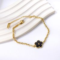 Sweet Flower Stainless Steel Plating Inlay Shell Bracelets main image 5