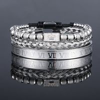 Punk Crown Titanium Steel Beaded Men's Bracelets Bangle sku image 2