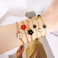 Sweet Flower Stainless Steel Plating Inlay Shell Bracelets main image 4