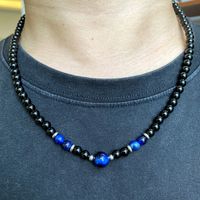 Ethnic Style Solid Color Stainless Steel Natural Stone Beaded Men's Necklace main image 1