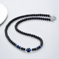 Ethnic Style Solid Color Stainless Steel Natural Stone Beaded Men's Necklace main image 5