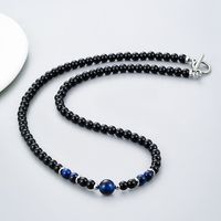 Ethnic Style Solid Color Stainless Steel Natural Stone Beaded Men's Necklace sku image 3