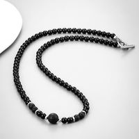 Ethnic Style Solid Color Stainless Steel Natural Stone Beaded Men's Necklace sku image 1