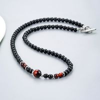 Ethnic Style Solid Color Stainless Steel Natural Stone Beaded Men's Necklace sku image 9