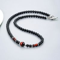 Ethnic Style Solid Color Stainless Steel Natural Stone Beaded Men's Necklace sku image 10