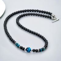 Ethnic Style Solid Color Stainless Steel Natural Stone Beaded Men's Necklace sku image 5