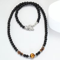 Ethnic Style Solid Color Stainless Steel Natural Stone Beaded Men's Necklace main image 2