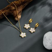 Sweet Flower 18K Gold Plated Alloy Titanium Steel Wholesale Earrings Necklace main image 1