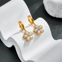 Sweet Flower 18K Gold Plated Alloy Titanium Steel Wholesale Earrings Necklace main image 5