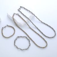 304 Stainless Steel 18K Gold Plated Hip-Hop Geometric Bracelets Necklace Jewelry Set main image 9