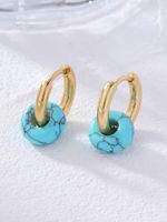 1 Pair Retro Simple Style Round Plating 304 Stainless Steel Natural Stone Gold Plated Earrings main image 3