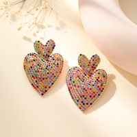 1 Paar Glam Luxuriös Herzform Inlay Legierung Künstliche Edelsteine Ohrstecker main image 1