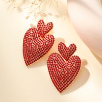 1 Paar Glam Luxuriös Herzform Inlay Legierung Künstliche Edelsteine Ohrstecker main image 3