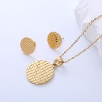 304 Stainless Steel 18K Gold Plated Simple Style Plating Round Bear No Inlaid Earrings Necklace Jewelry Set main image 6