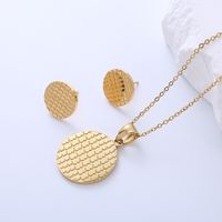 Edelstahl 304 18 Karat Vergoldet Einfacher Stil Überzug Runden Tragen Keine Intarsien Ohrringe Halskette Schmuck-Set sku image 2