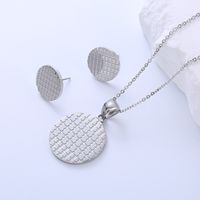 Edelstahl 304 18 Karat Vergoldet Einfacher Stil Überzug Runden Tragen Keine Intarsien Ohrringe Halskette Schmuck-Set sku image 1