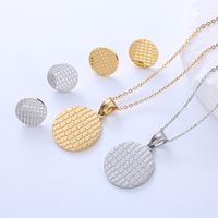 304 Stainless Steel 18K Gold Plated Simple Style Plating Round Bear No Inlaid Earrings Necklace Jewelry Set main image 3