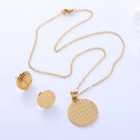 304 Stainless Steel 18K Gold Plated Simple Style Plating Round Bear No Inlaid Earrings Necklace Jewelry Set main image 1