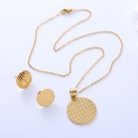 304 Stainless Steel 18K Gold Plated Simple Style Plating Round Bear No Inlaid Earrings Necklace Jewelry Set main image 7