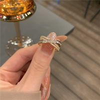 Copper K Gold Plated Elegant Lady Plating Inlay Geometric Opal Zircon Open Ring main image 5