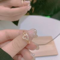 Kupfer K Vergoldet Elegant Dame Überzug Inlay Geometrisch Opal Zirkon Offener Ring sku image 1