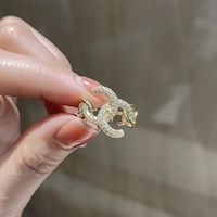 Copper K Gold Plated Elegant Lady Plating Inlay Geometric Opal Zircon Open Ring sku image 5