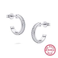 1 Pair Elegant Luxurious Semicircle Round Inlay Sterling Silver Moissanite White Gold Plated Ear Studs sku image 1